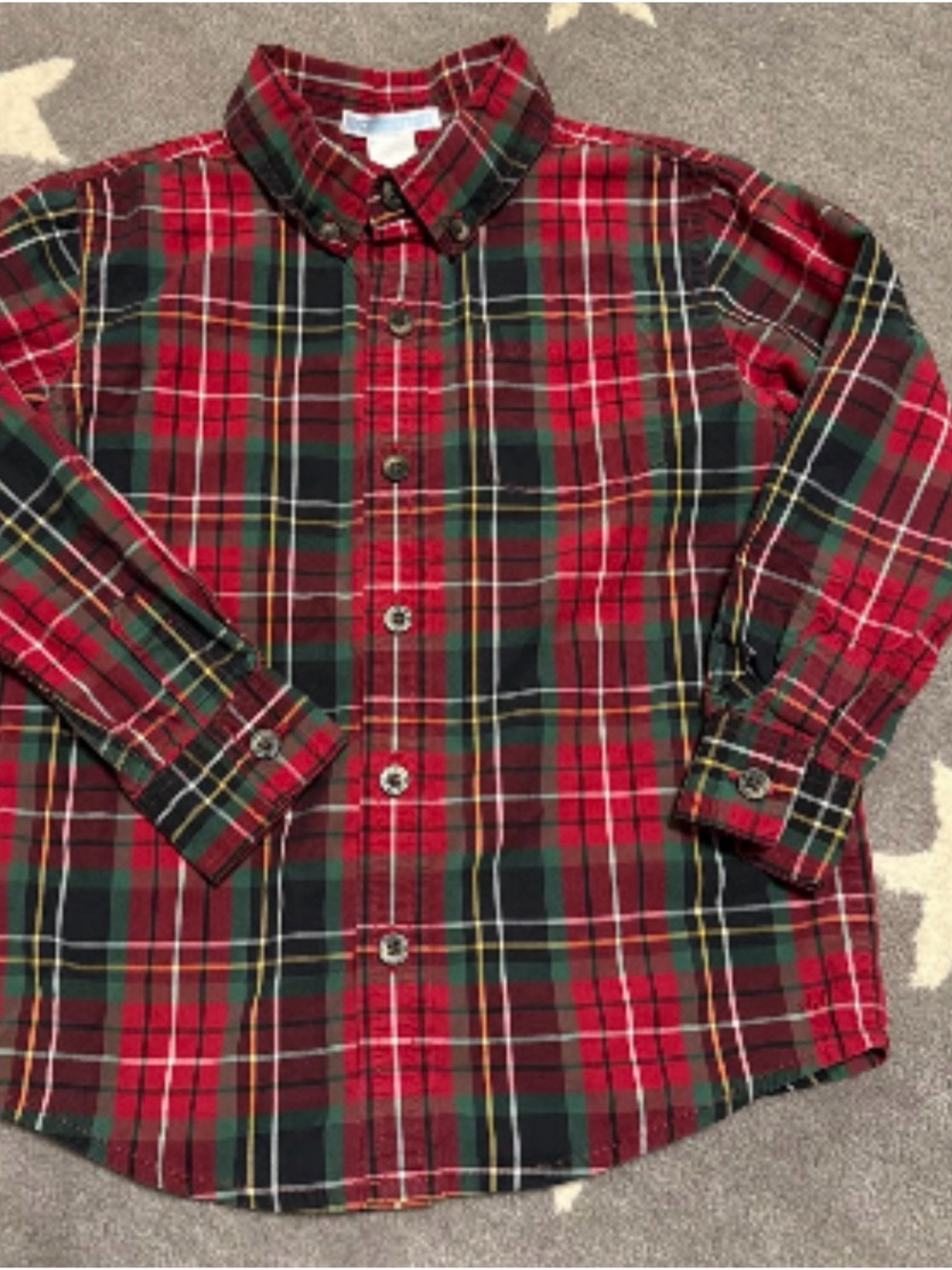 Janie Jack 5T Christmas Holiday Red Green Button Down Plaid Tartan Dress Shirt
